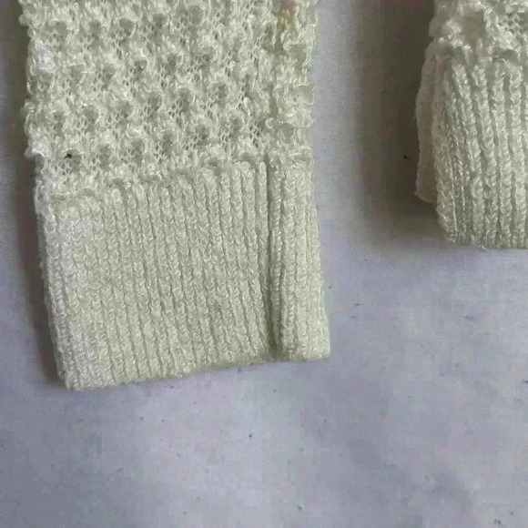 Ann Taylor Loft Womens Sweater Linen Blend Crew neck Scalloped Cream Medium - Picture 3 of 6